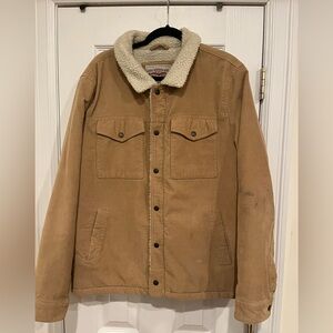 Levi’s Corduroy Faux Shearling Lined Trucker Jacket Men’s Size L Tan
